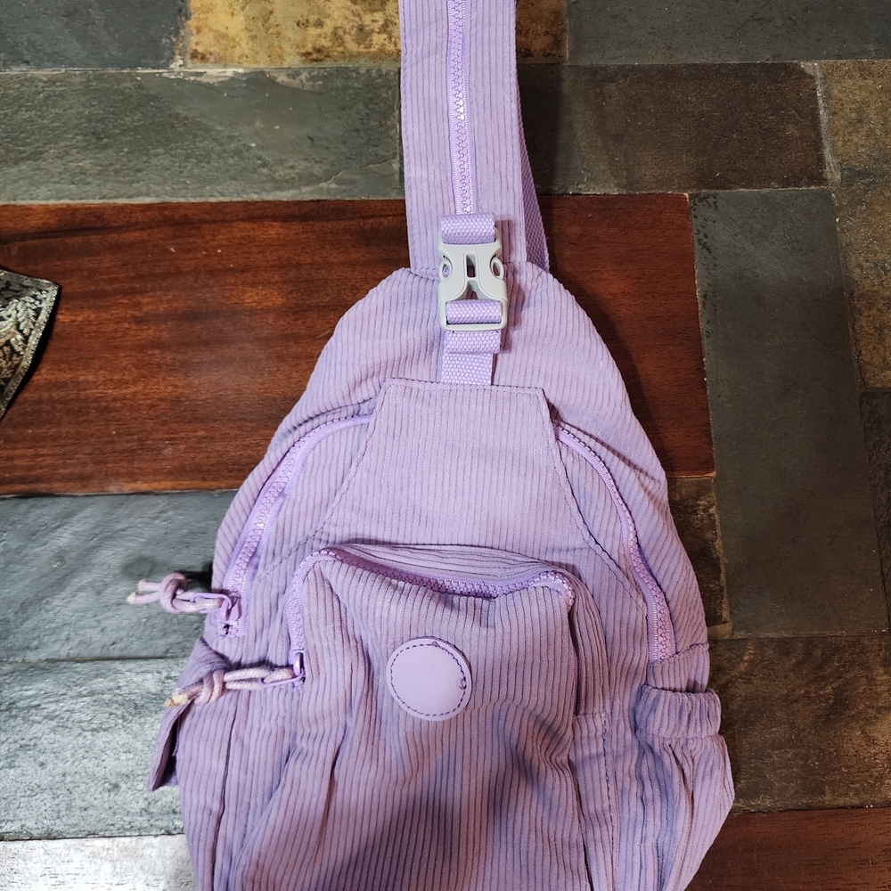 Purple Corduroy Sling Bag